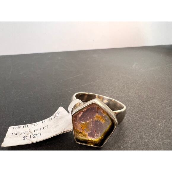 NEW watermelon tourmaline sterling silver ring size 8 - Picture 4 of 11